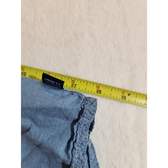 L.L. Bean Shirt Men 3XL Tall 3XLT Blue Short Sleeve Preppy Business Linen Blend - Picture 7 of 10